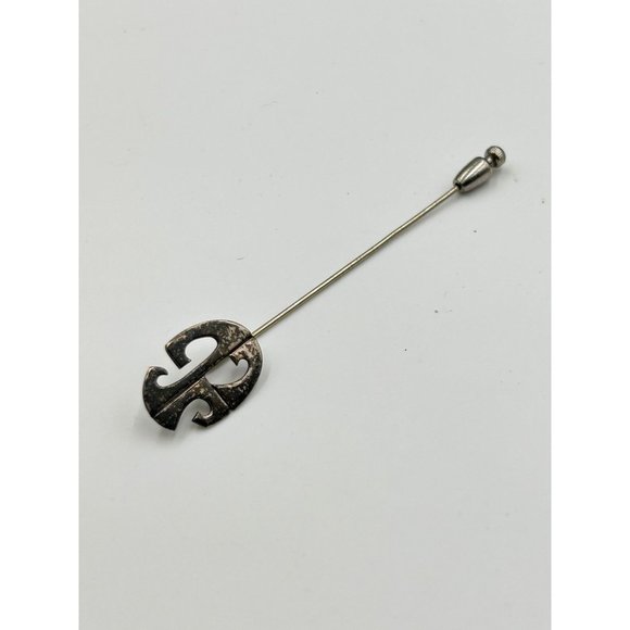 Monogram JCG Sterling Silver Stick Pin Vintage Lapel Hat Pin with Letter Initial - Picture 2 of 6